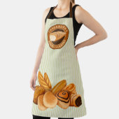 Goodies Pastry Beaker焼いたロゴグリーンストライプ エプロン (インサイチュ)