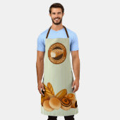 Goodies Pastry Beaker焼いたロゴグリーンストライプ エプロン (着用した状態)