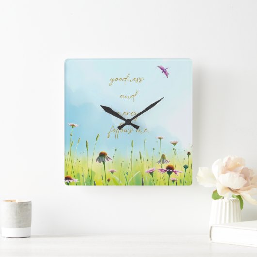 Goodness and Mercy - Psalm 23 Inspired スクエア壁時計 (ホーム)