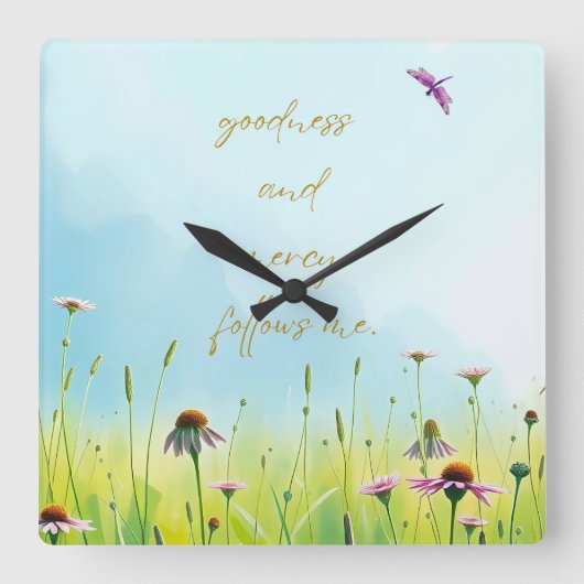 Goodness and Mercy - Psalm 23 Inspired スクエア壁時計 (正面)