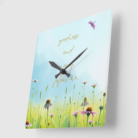 Goodness and Mercy - Psalm 23 Inspired スクエア壁時計 (傾斜)