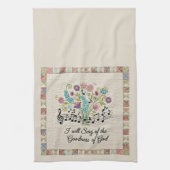 Goodness of God quilted look floral music キッチンタオル (縦)
