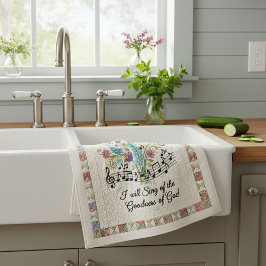 Goodness of God quilted look floral music キッチンタオル