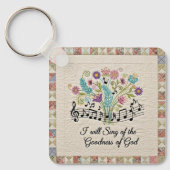 Goodness of God quilted look floral music キーホルダー (正面)