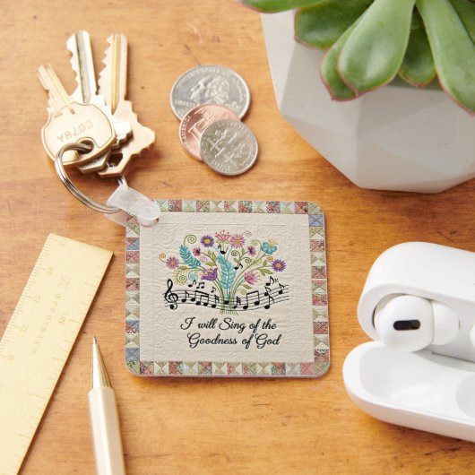 Goodness of God quilted look floral music キーホルダー (デスク)