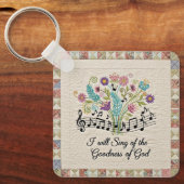 Goodness of God quilted look floral music キーホルダー (正面)