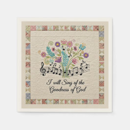 Goodness of God quilted look floral music スタンダードカクテルナプキン