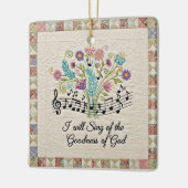 Goodness of God quilted look floral music セラミックオーナメント (左)