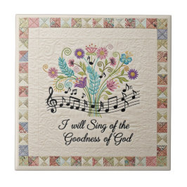 Goodness of God quilted look floral music タイル