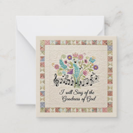 Goodness of God quilted look floral music ノートカード