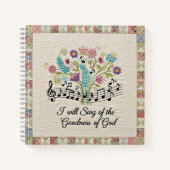 Goodness of God quilted look floral music ノートブック (正面)