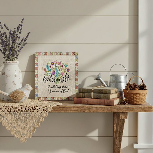 Goodness of God quilted look floral music フォトプラーク