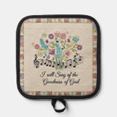 Goodness of God quilted look floral music 鍋敷き (正面)