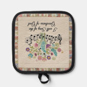 Goodness of God quilted look floral music 鍋敷き (正面)