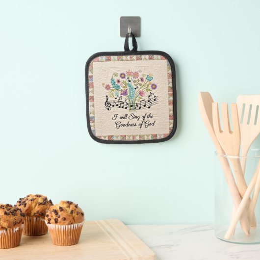 Goodness of God quilted look floral music 鍋敷き (インサイチュ (吊り下げ))
