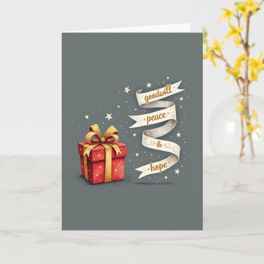 Goodwill Peace Hope Gift Holiday Card カード (黄色い花)