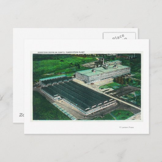 Goodyearツェッペリン型飛行船の製作の空中写真 ポストカード (正面/裏面)