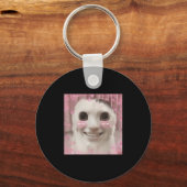 Goofy Ahh Cat Meme Dank Cursed Weirdcore Cringey B キーホルダー (正面)