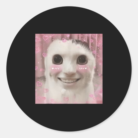 Goofy Ahh Cat Meme Dank Cursed Weirdcore Cringey B ラウンドシール (正面)