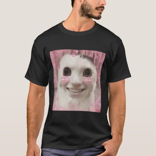 Goofy Ahh Cat Meme Dank Cursed Weirdcore Cringey B Tシャツ (正面)