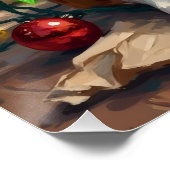 Goofy Boxer Dog Tangled in Christmas Lights ポスター (コーナー)