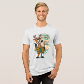 Goofy Deer Satire – “Fishing Is Safer” Propaganda  トライブレンドＴシャツ (正面全面)