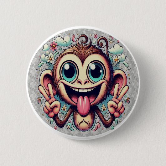 Goofy Peace Monkey Button 缶バッジ (正面)