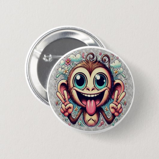 Goofy Peace Monkey Button 缶バッジ (正面&裏面)