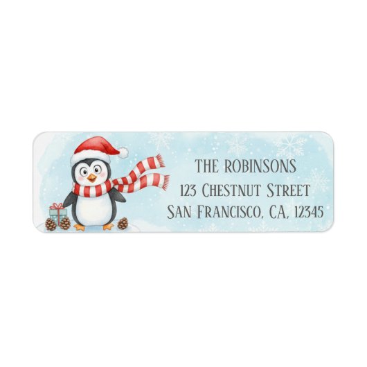 Goofy Penguin Christmas Hat Scarf ラベル (正面)