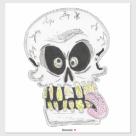 goofy skull skeleton face シール