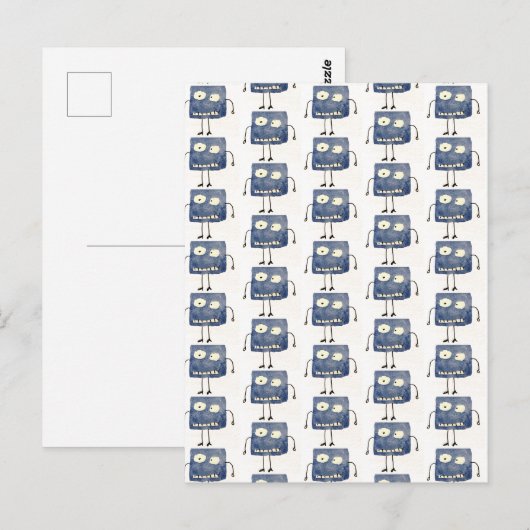 Goofy Square Blue Cartoon Guy ポストカード (正面/裏面)