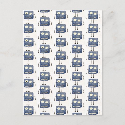 Goofy Square Blue Cartoon Guy ポストカード (正面)