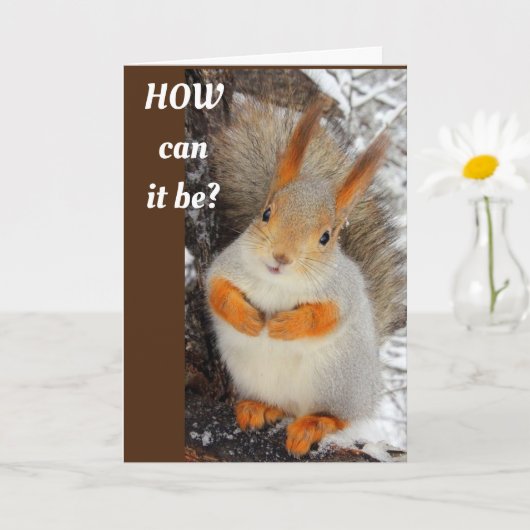 GOOFY SQUIRREL SAYS HAPPY **50th** カード (小さな植物)