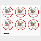 Goofy whimsical reindeer sticker funny deer print ラウンドシール (シート)