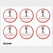 Goofy whimsical reindeer sticker red green charm ラウンドシール (シート)
