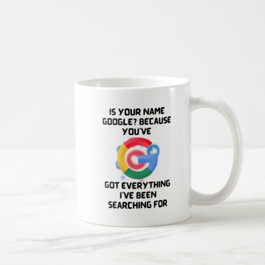 Googleって名前か?ロマンチックなテクユーモアティー コーヒーマグカップ (右)