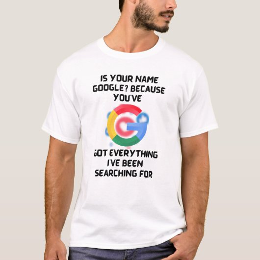 Googleって名前か？ロマンチックなテクユーモアティー Tシャツ (正面)