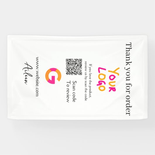 Googleの口コミ ビジネス ロゴ ウェブサイト スキャン QRコード 横断幕 (横)