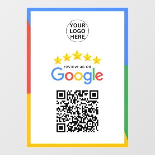 Googleビジネスレビュー5つ星QRコードステッカー ウィンドウサイン (シート)