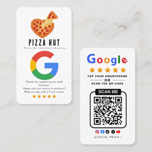Googleピザレストランのレビューはこちら 名刺 (正面/裏面)