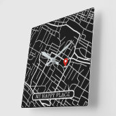 Googleホームロケーションマイハッピープレイスホワイト文字 スクエア壁時計 (傾斜)