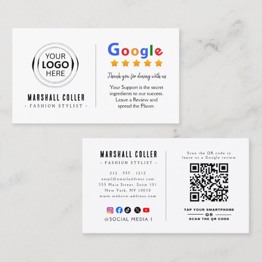 GoogleレストランロゴQRコード 名刺 (正面/裏面)