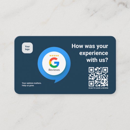 GoogleレビュモダンーQRカード | あなたの経験はどうだった 名刺 (正面)