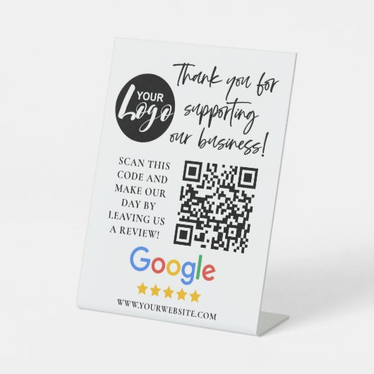 GoogleレビューありがとうロゴQRコード 台座サイン (正面)