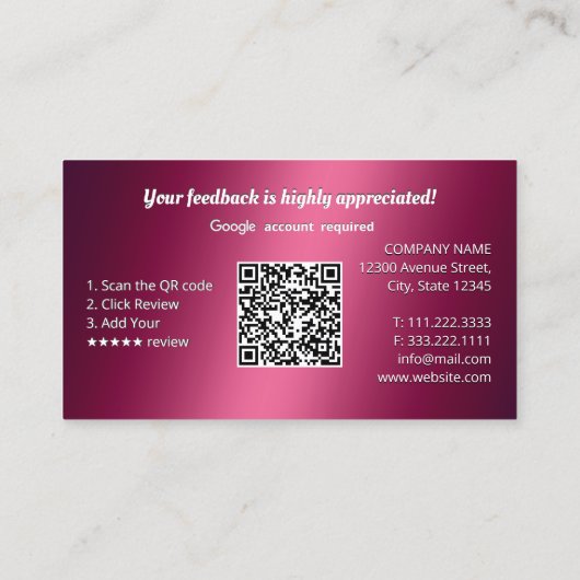 Googleレビューと評価 名刺 (裏面)