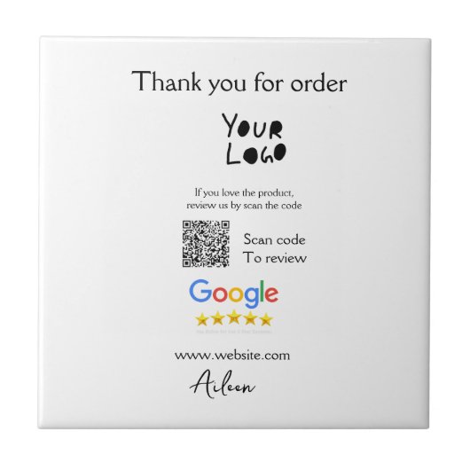 GoogleレビューのビジネスのロゴウェブサイトスキャンQRコード タイル (正面)