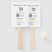 GoogleレビューのビジネスのロゴウェブサイトスキャンQRコード ハンドファン (正面&裏面)