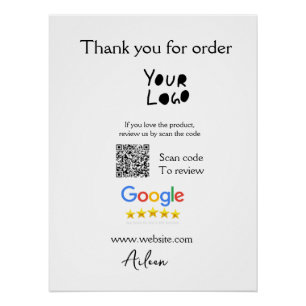 GoogleレビューのビジネスのロゴウェブサイトスキャンQRコード ポスター
