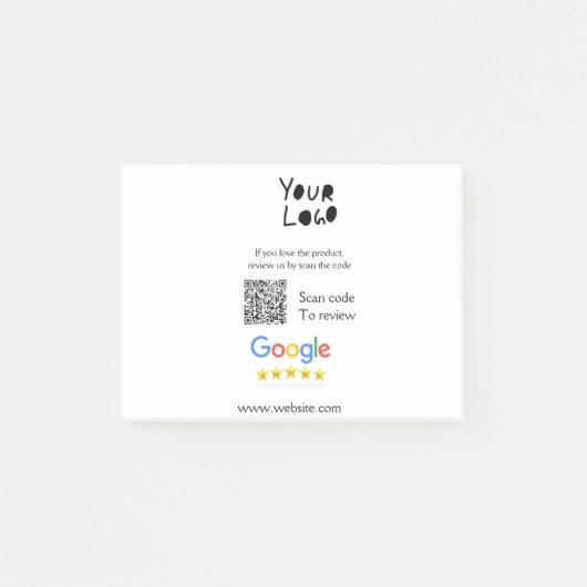 GoogleレビューのビジネスのロゴウェブサイトスキャンQRコード ポストイット (正面)