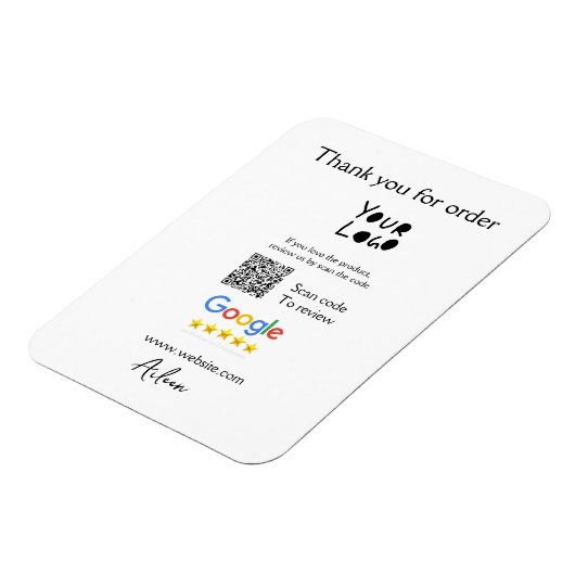 GoogleレビューのビジネスのロゴウェブサイトスキャンQRコード マグネット (左側)